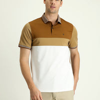 Koyu Vizon Polo Yaka Regular Fit Desenli Pamuklu Tişört