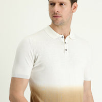 Koyu Vizon Polo Yaka Regular Fit Desenli Pamuklu Tişört