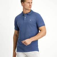 İndigo Polo Yaka Slim Fit Dar Kesim Nakışlı Pamuk Tişört