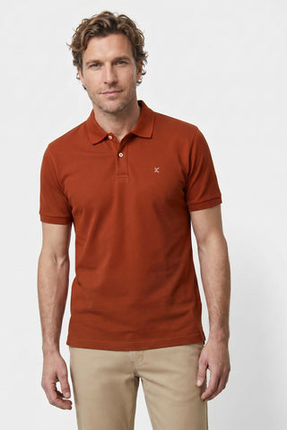 Kiremit Polo Yaka Slim Fit Nakışlı %100 Pamuk Tişört