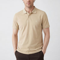 Medium Mink Polo Collar Slim Fit Embroidered 100% Cotton T-shirt