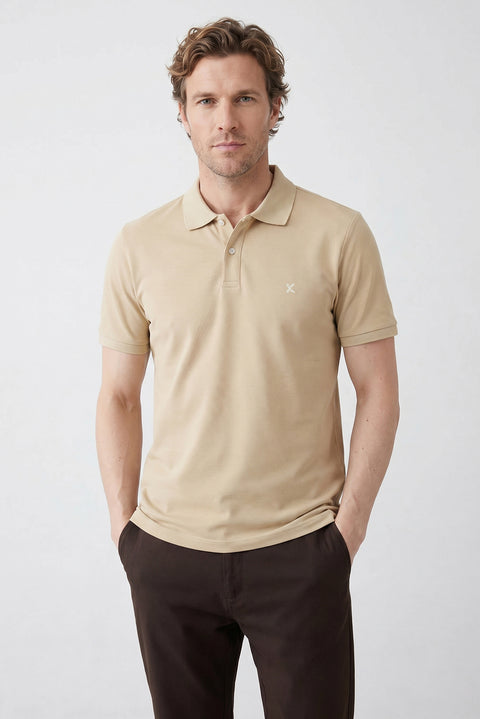 Medium Mink Polo Collar Slim Fit Embroidered 100% Cotton T-shirt