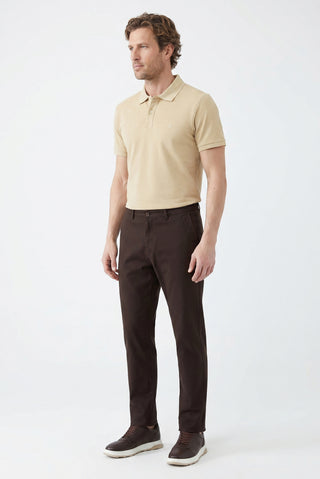 Orta Vizon Polo Yaka Slim Fit Nakışlı %100 Pamuk Tişört
