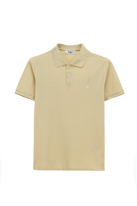 Medium Mink Polo Collar Slim Fit Embroidered 100% Cotton T-shirt