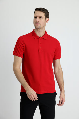 Bayrak Kırmızı Polo Yaka Slim Fit Dar Kesim Pamuk Tişört
