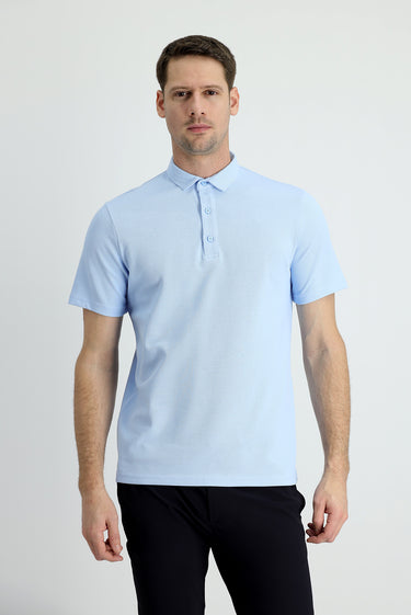 Uçuk Mavi Polo Yaka Slim Fit Dar Kesim Pamuk Tişört