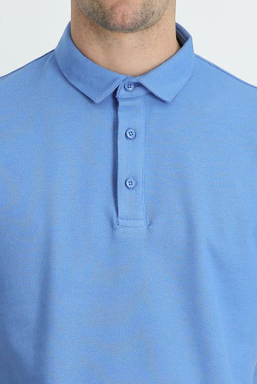 Havacı Mavi Polo Yaka Slim Fit Dar Kesim Pamuk Tişört