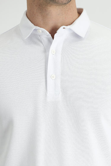 Beyaz Polo Yaka Slim Fit Dar Kesim Pamuk Tişört