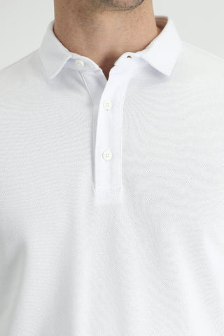 Beyaz Polo Yaka Slim Fit Dar Kesim Pamuk Tişört