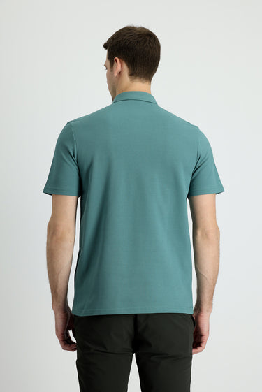 Küf Yeşili Polo Yaka Slim Fit Dar Kesim Pamuk Tişört