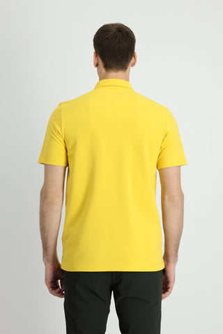 Koyu Sarı Polo Yaka Slim Fit Dar Kesim Pamuk Tişört