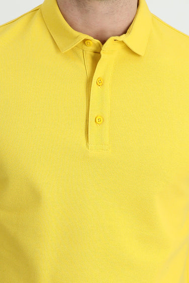 Koyu Sarı Polo Yaka Slim Fit Dar Kesim Pamuk Tişört