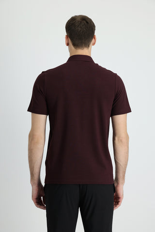 Koyu Bordo Polo Yaka Slim Fit Dar Kesim Pamuk Tişört