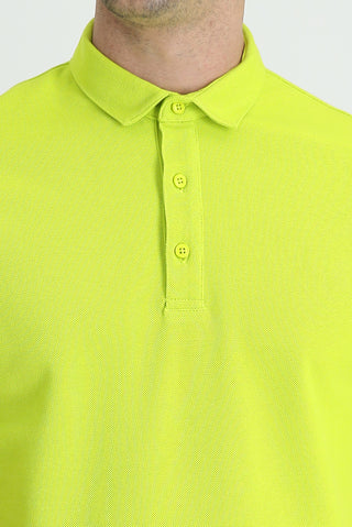 Fıstık Yeşili Polo Yaka Slim Fit Dar Kesim Pamuk Tişört