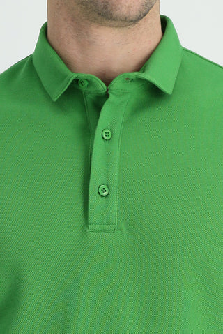 Çimen Yeşili Polo Yaka Slim Fit Dar Kesim Pamuk Tişört