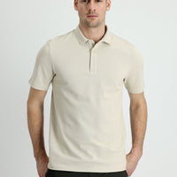 Light Mink Polo Collar Slim Fit Narrow Cut Cotton T-Shirt