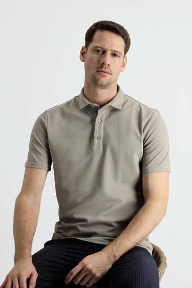 Orta Vizon Polo Yaka Slim Fit Dar Kesim Pamuk Tişört