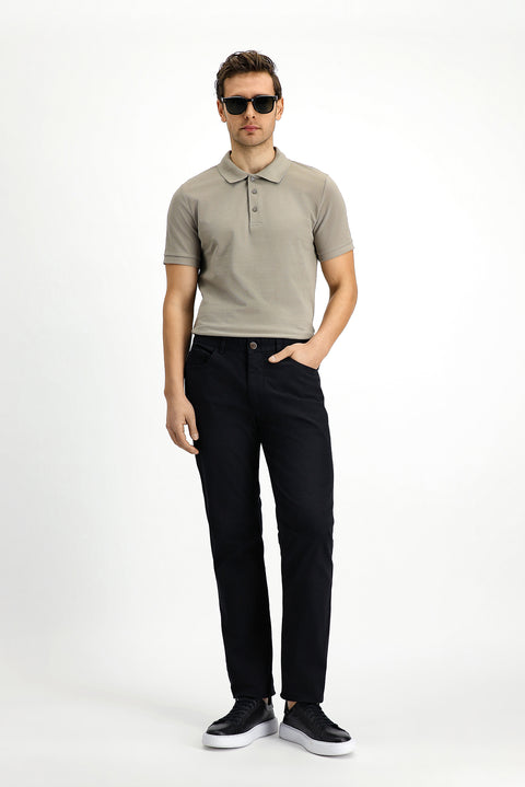Orta Vizon Slim Fit Dar Kesim Nakışlı Pamuk Polo Yaka Tişört