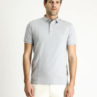 Orta Gri Slim Fit Dar Kesim Pamuklu Süprem Polo Yaka Tişört