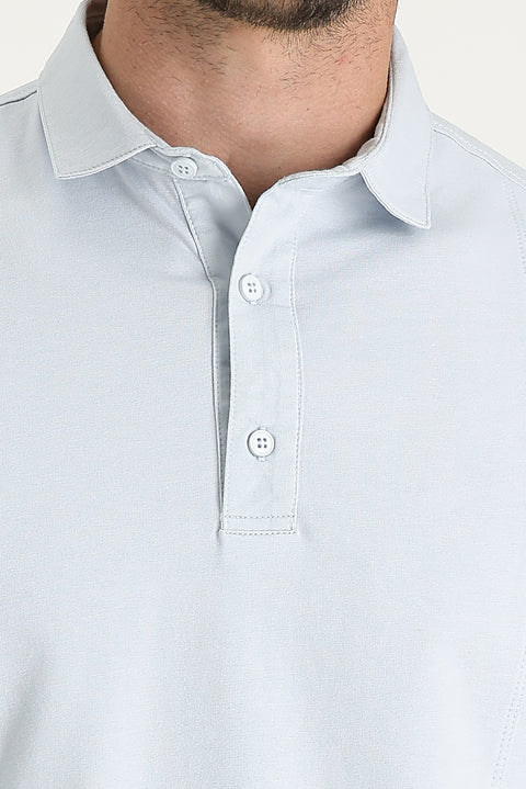 Light Blue Slim Fit Narrow Cut Cotton Supreme Polo Shirt