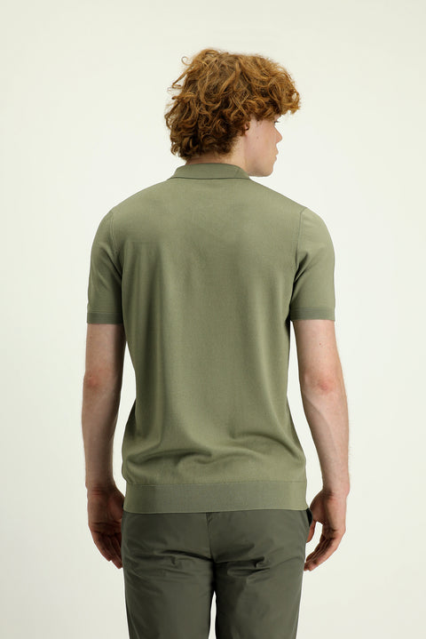 Light Khaki Polo Collar Slim Fit Patterned T-shirt