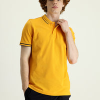 Açık Turuncu Polo Yaka Slim Fit Dar Kesim Pamuk Tişört