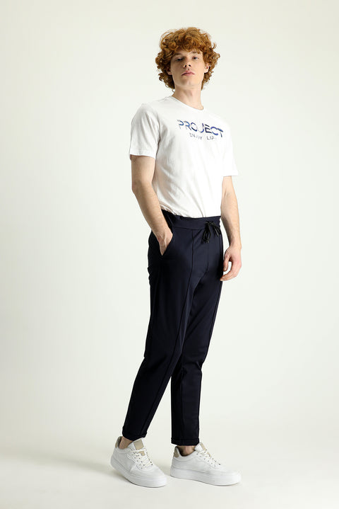 Koyu Lacivert Techno-Line Slim Fit Dar Kesim Sweatpant / Eşofman Altı