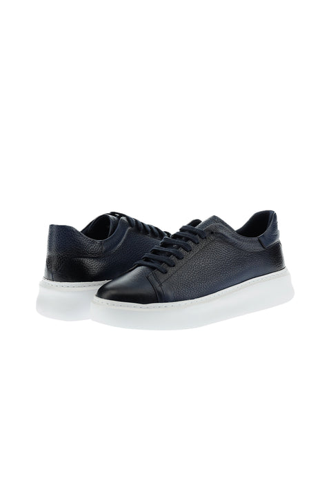 Koyu Lacivert Sneaker Deri Ayakkabı