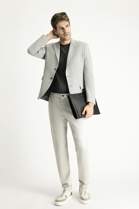 Orta Gri 7 Drop Slim Fit Dar Kesim Klasik Desenli Ceket