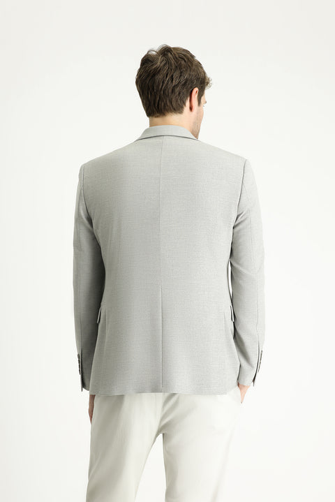 Orta Gri 7 Drop Slim Fit Dar Kesim Klasik Desenli Ceket