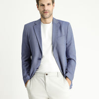 Orta Lacivert Slim Fit Dar Kesim Klasik Desenli Ceket