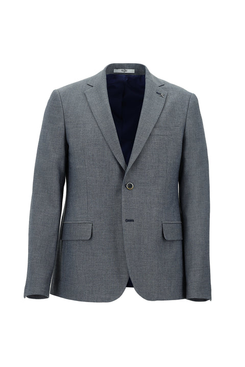 Koyu Mavi 7 Drop Slim Fit Dar Kesim Klasik Desenli Ceket