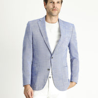 Mavi Slim Fit Dar Kesim Desenli Spor Pamuk Ceket