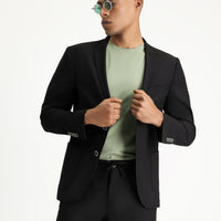 Black 7 Drop Super Slim Fit Extra Narrow Cut Waffle Jacket