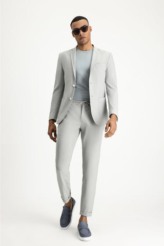 Açık Gri 7 Drop Super Slim Fit Eksra Dar Kesim Gofre Ceket