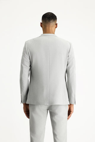 Açık Gri 7 Drop Super Slim Fit Eksra Dar Kesim Gofre Ceket