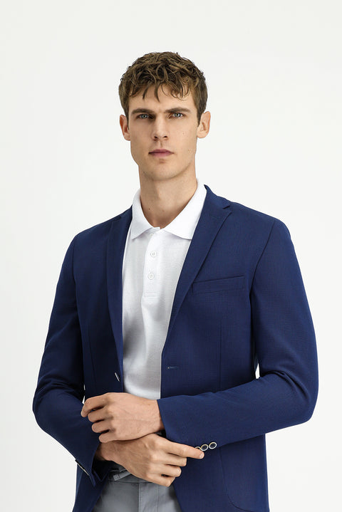 Siyah Lacivert 7 Drop Super Slim Fit Eksra Dar Kesim Gofre Ceket