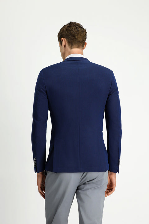 Siyah Lacivert 7 Drop Super Slim Fit Eksra Dar Kesim Gofre Ceket