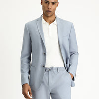 Açık Mavi Super Slim Fit Ekstra Dar Kesim Gofre Ceket
