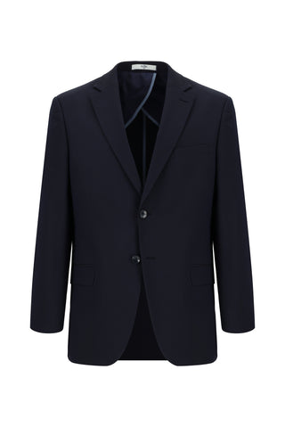 Koyu Lacivert 4 Drop Relaxed Fit Rahat Kesim Klasik Desenli Gofre Ceket
