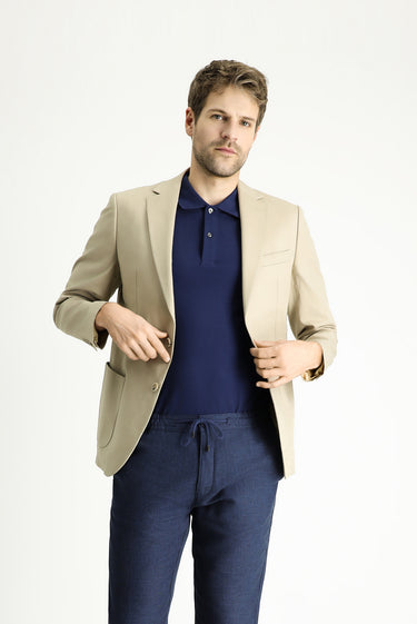 Açık Bej Regular Fit Pamuklu Spor Ceket