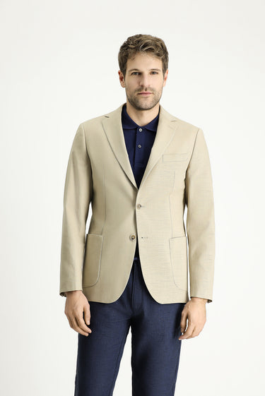 Açık Bej Regular Fit Pamuklu Spor Ceket