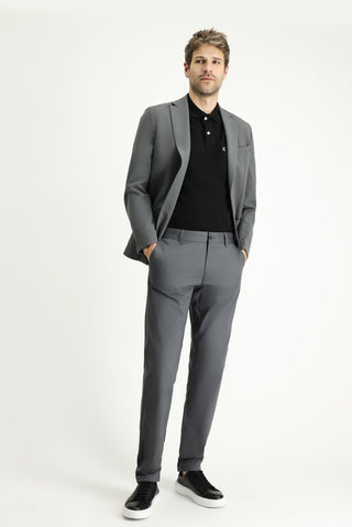 Orta Füme Techno-Line 7 Drop Slim Fit Dar Kesim Likralı Ceket