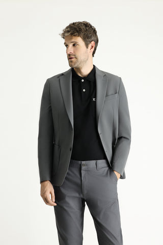 Orta Füme Techno-Line 7 Drop Slim Fit Dar Kesim Likralı Ceket