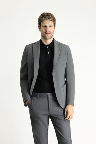 Orta Füme Techno-Line 7 Drop Slim Fit Dar Kesim Likralı Ceket