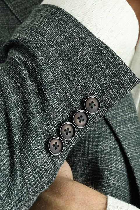 Koyu Yeşil 4 Drop Relaxed Fit Rahat Kesim Keten Karışımlı Ceket