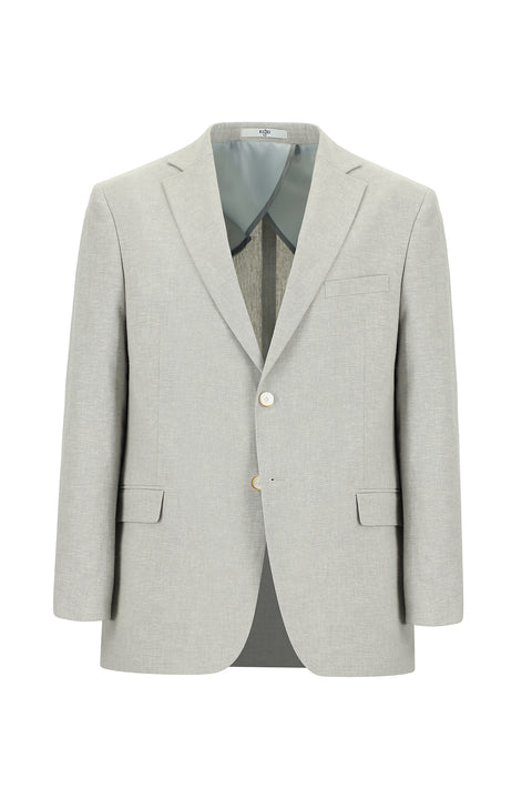 Light Grey 4 Drop Relaxed Fit Linen Blend Jacket