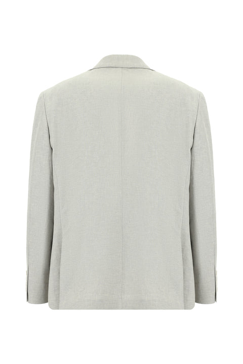 Light Grey 4 Drop Relaxed Fit Linen Blend Jacket