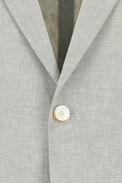 Light Grey 4 Drop Relaxed Fit Linen Blend Jacket