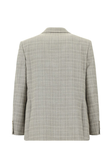 Orta Gri Relaxed Fit Rahat Kesim Klasik Ekose Ceket